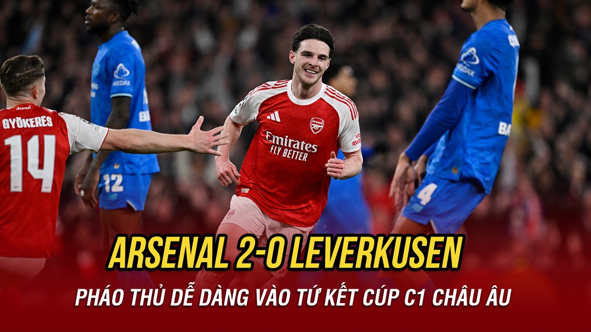 Arsenal vào tứ kết Cúp C1 châu Âu sau trận thắng dễ Leverkusen